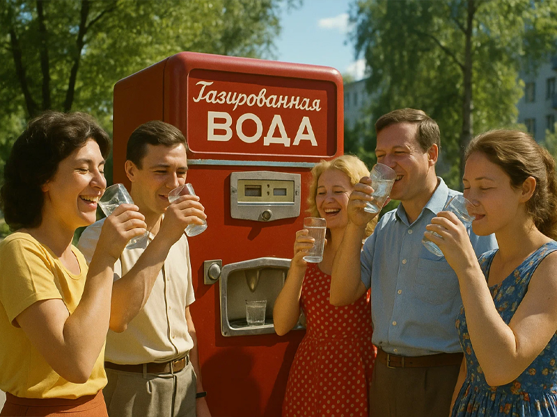 Бидон с водой на заводе / Стакан из автомата с газировкой в СССР